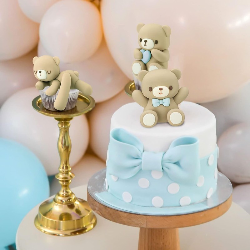 Bear Cake Toppers Mini Bear Cake Decorations Cake Toppers Gold White Pearl Ball gallery