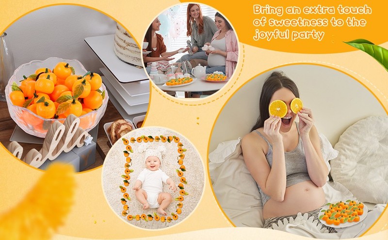 48 Pcs Little Cutie Baby Shower Decorats Neutral Fake Oran gallery