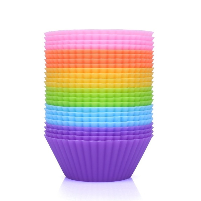 24 PCS 2 Inch Mini Muffin Pan Reusable Silicone Cupcake Mold Baking Cup gallery