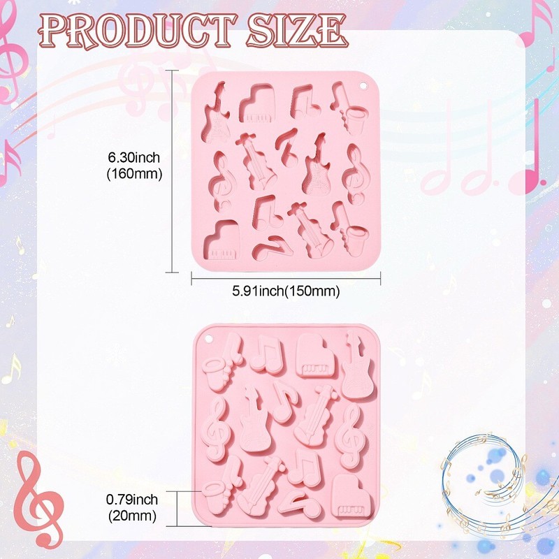2x Musical Instrument Silicone Desserts Mold Guitar Shape Molds for Baking Cake gallery
