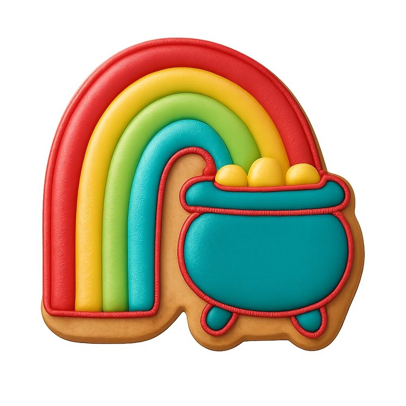 Classic Rainbow Pot of Gold Cookie Cutter & Stamp – 4×3.5 Fun Kitchen Baking