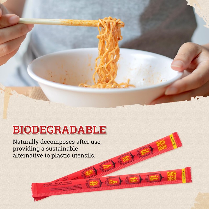 Disposable Bamboo Chopsticks (100 Sets) - 9'' Long, UV Treated, Individually ... gallery