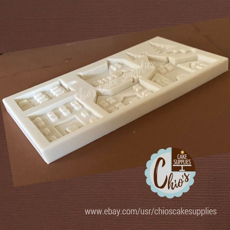 Church, houses, village Big Silicone Mold. 8 cavities gallery