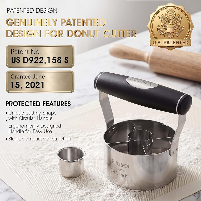 HULISEN Donut Cutter, 3.5 Inch Stainless Steel Doughnut Cutter with Soft Grip Ha gallery