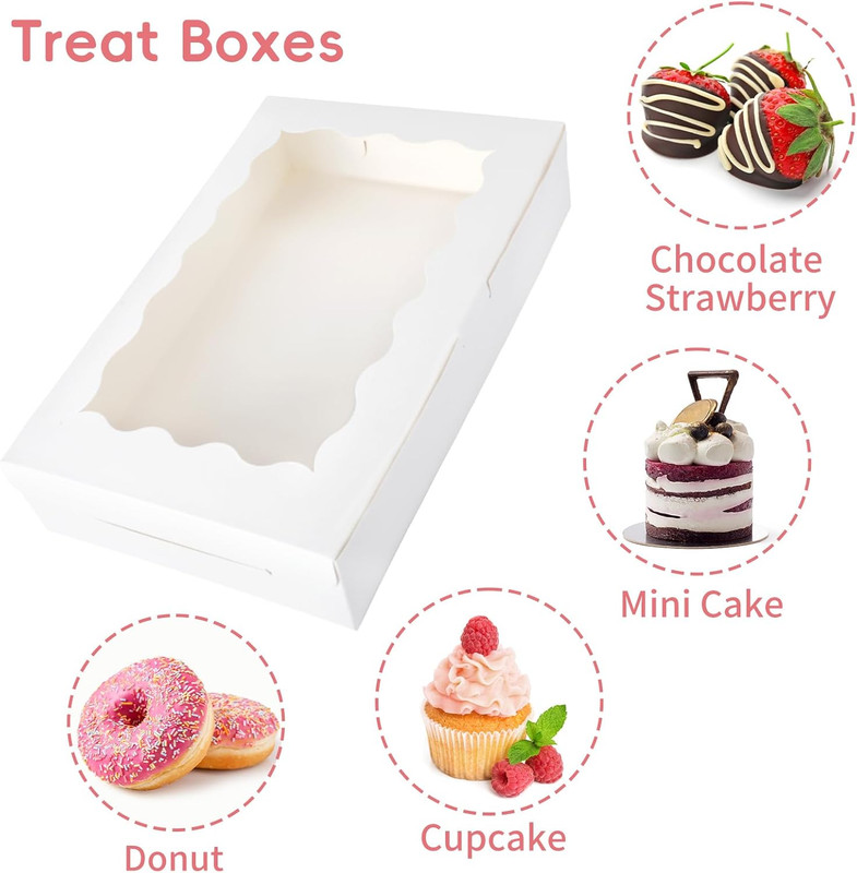 Moretoes 15Pcs Cookie Boxes,12X8X2.5 Inches Bakery Boxes with Window, for Chocol gallery