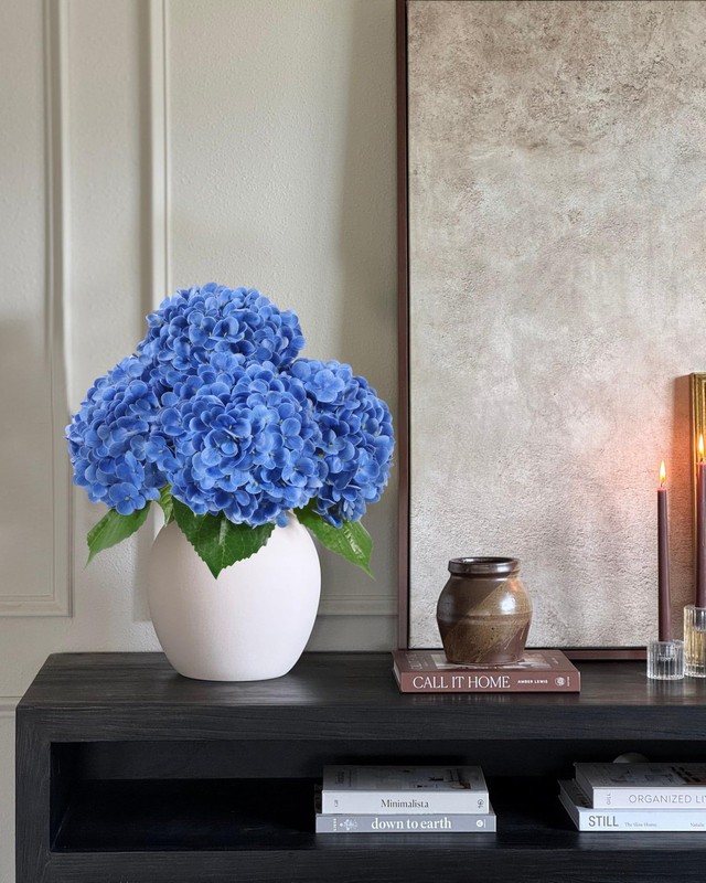 Duhouse 3Pcs Hydrangea Artificial Flowerslatex Real Touch Hydrangeas Long Stems gallery