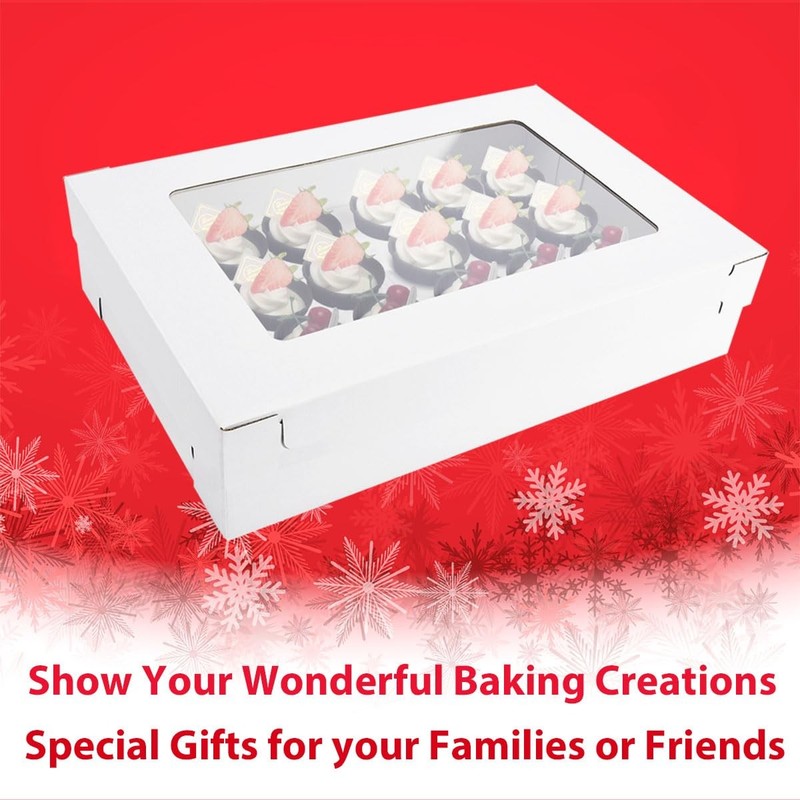 6 PCS Corrugated Cupcake Boxes Window Fits 24 Standard Mini 17.7x11.8x4 Inch gallery