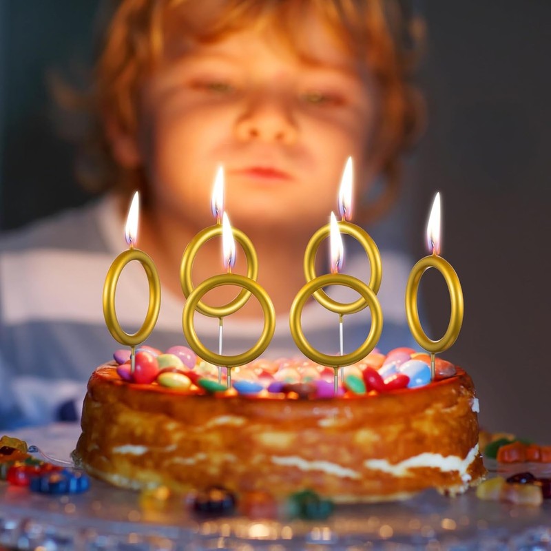 6 Pcs Gold Ring Birthday Candles Cake Topper Cartoon Characters Themed Candle gallery