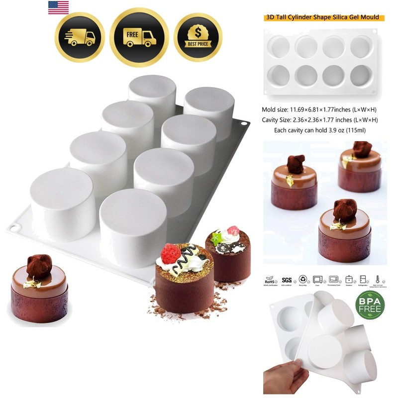 Tall Cylinder Silicone Molds for Mousse Cake, 3D Silicone Baking Mold for Bro…