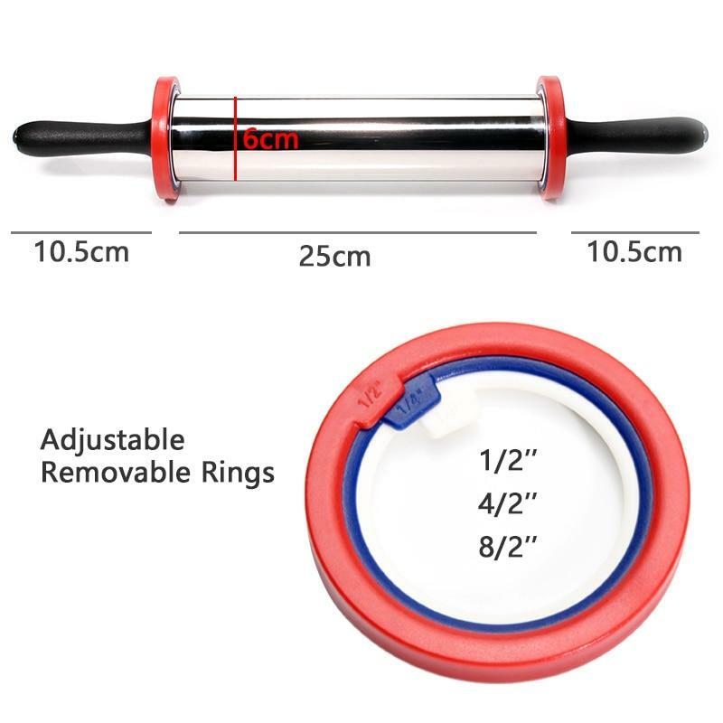 18/8 Stainless Steel Adjustable Rolling Pin with Removable Rings baking tools gallery