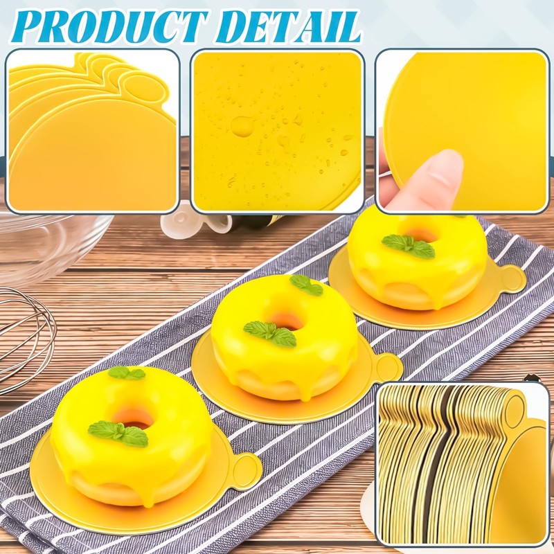 200 PCS 3.15 Inch Mini Cake Boards Gold Round Dessert Base Cardboard Plates gallery