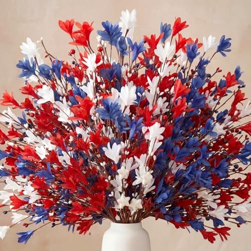 18 Pcs 4th of July Artificial Flowers Patriotic Berry Picks 250th Anniversary gallery