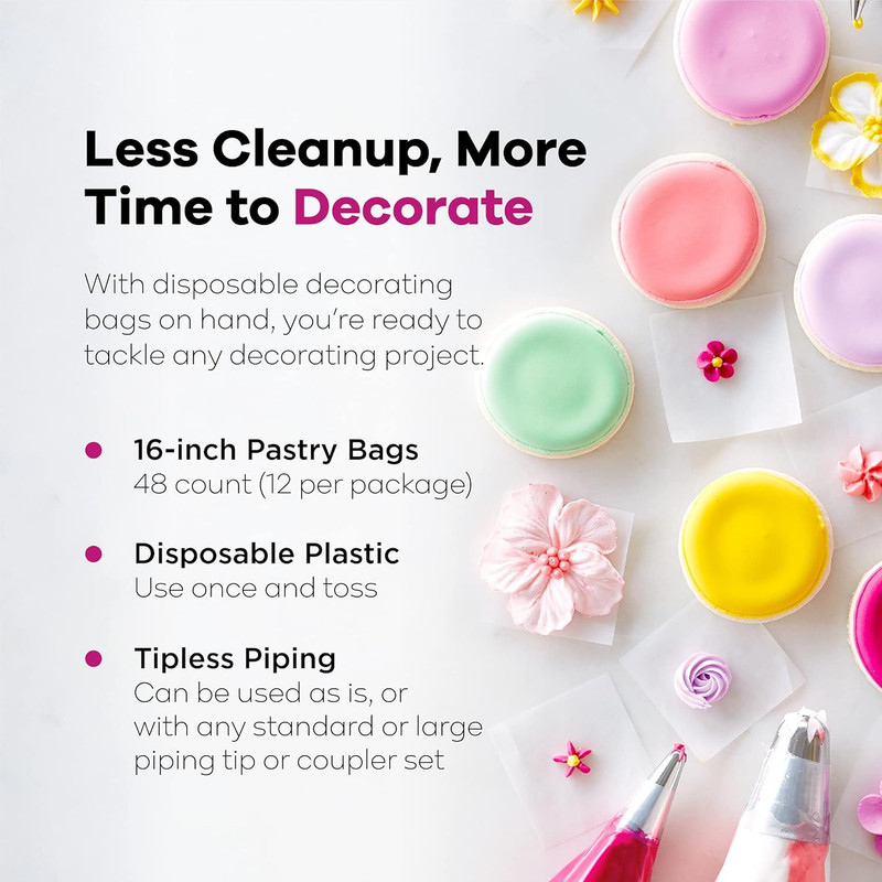 Disposable Decorating Bags Bundle - Perfect Piping Bags for Cake Decorating, Ici gallery