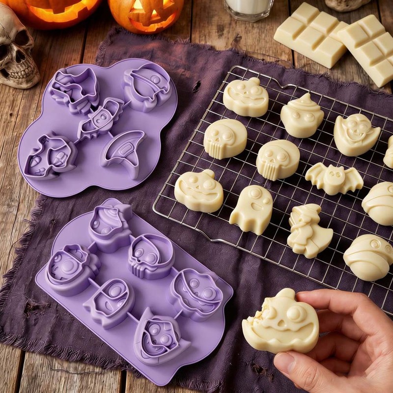 Reusable Multi-Cavity Spooky Silicone Candy Mold fits DIY Holiday Dessert Making gallery