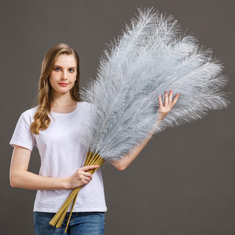 7 Pcs Faux Pampas Grass-45 Inches/3.75ft Large Boho Decor Fluffy Artificial P…