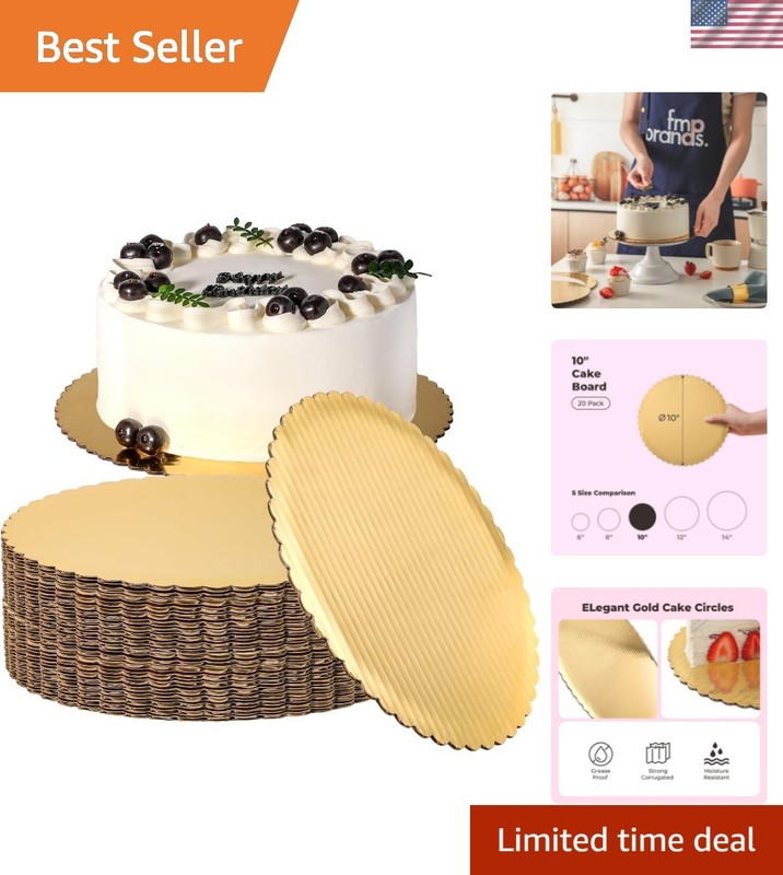 20 Pack Cake Boards, 10 Inch Round Gold Cake Circles, Disposable Pizza Circle…