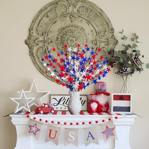 6 Pcs 4th of July Artificial Flowers 24” Patriotic Berry Picks Faux White Red gallery