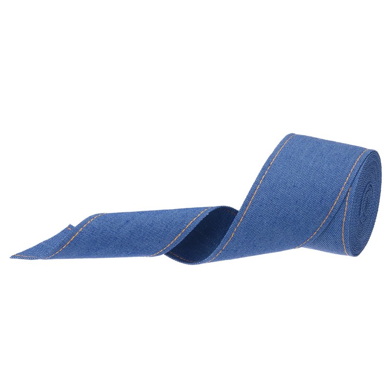 2 Inch Denim Fabric Ribbons, 3 Yards Denim Bow Jean Ribbon, Dark Blue 50mm