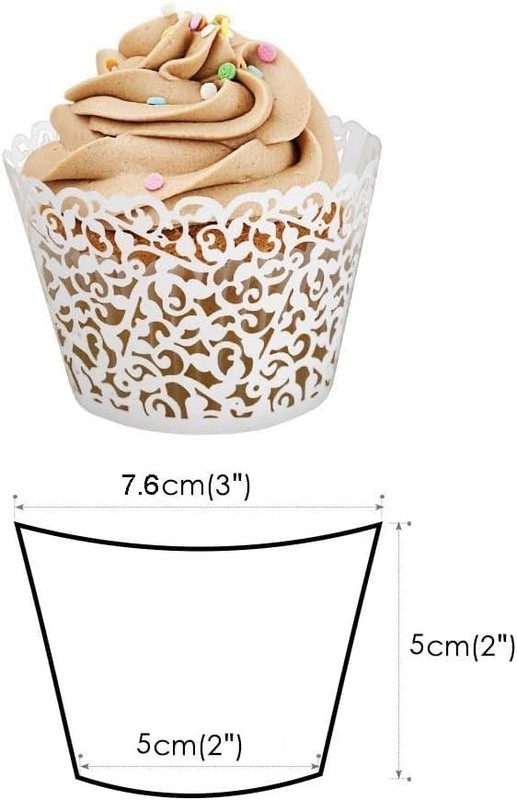 100pcs Cupcake Wrappers Artistic Bake Cake Paper Cups Little Vine Lace Laser ... gallery