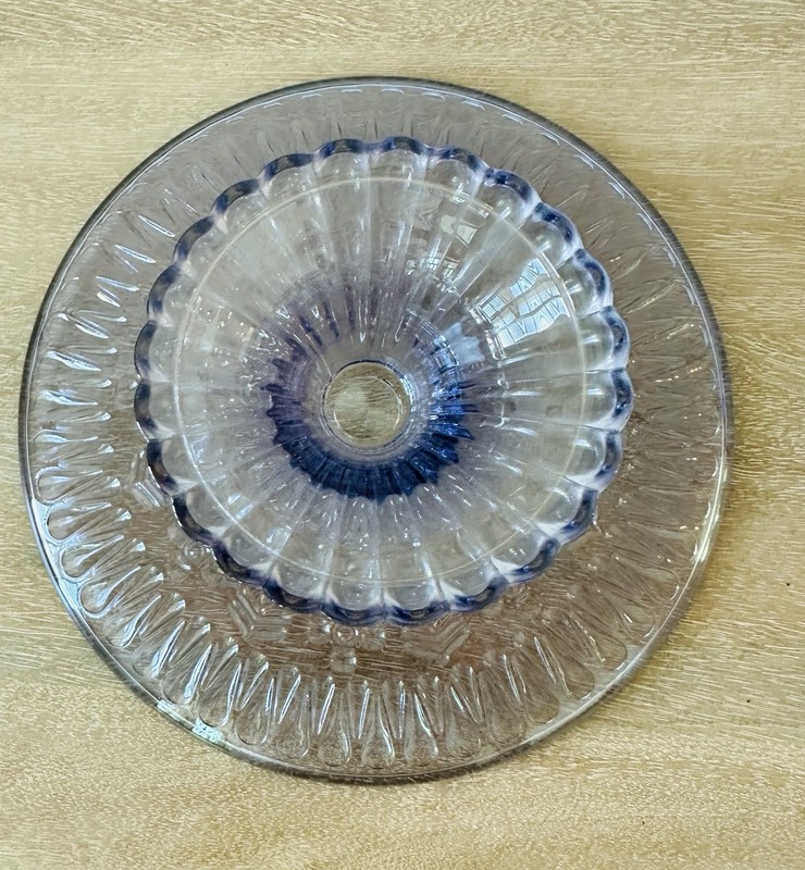 Vintage Glass Cake Stand Pressed Glass Lavender Tint 9” gallery