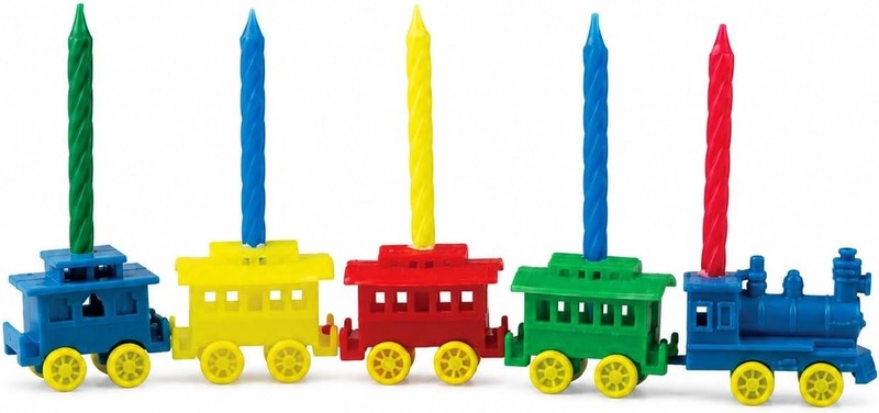 Colorful Train Birthday Candle Holder Set – 7” x 3” Plastic Train Cake Topper