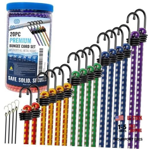Heavy Duty Bungee Cords - 20 pcs - Assorted Size Bungee Cords