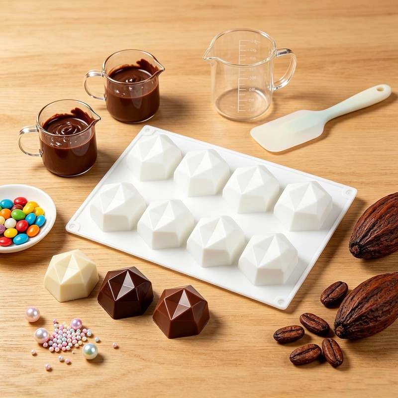 8 Cavity Ball Silicone Chocolate Molds Candy Making Baking Tray Dessert DIY gallery