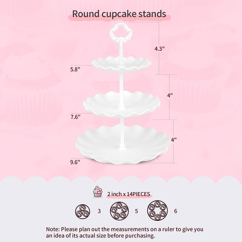 Pack of 11 Cake Stand Set, with 3 x Two-Tier and 3 x Three-Tier Cupcake Stand... gallery