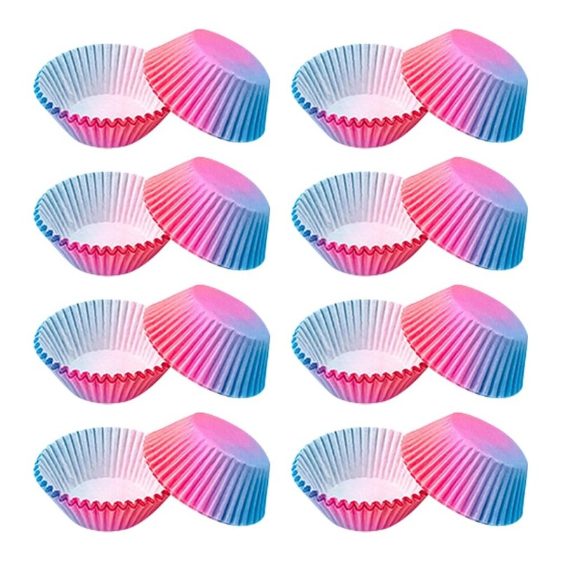 Pink Blue Gradient Pastel Paper Cupcake Muffin Baking Liners Wrappers 100 PCS