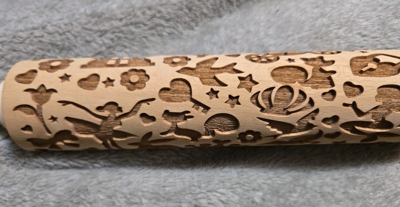 Pastry made -Wooden Rolling Pin - Embossed Engraved Carved Disney Themed-New gallery