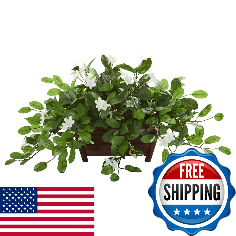 Nearly Natural Mix Stephanotis Artificial Plant In Decorative Planter