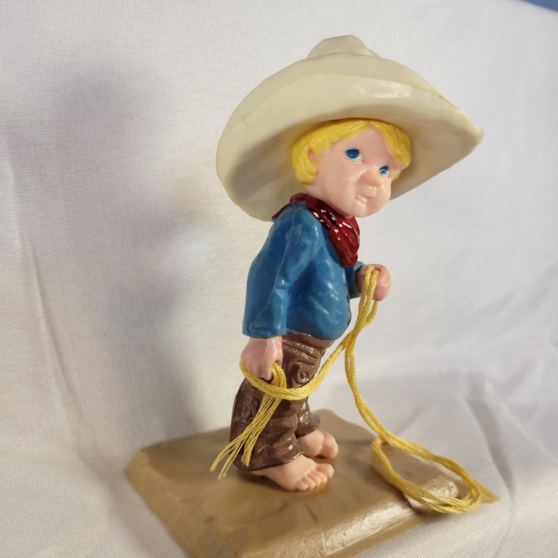 Vintage Wilton Little Boy Cowboy Rodeo 5" Decoration with 10-Gallon Hat in VGC gallery