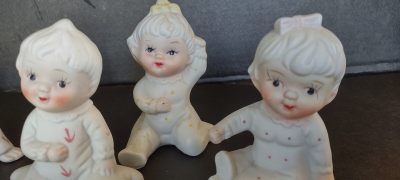 4 Vintage 60s piano babies 2” Miniature Figurines Polka Dots cake decor gallery