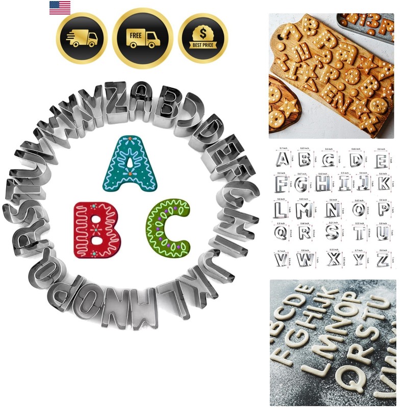Alphabet Cookie Cutter Tool Set, 26 Pcs 1 Inch Stainless Steel Cookie Cutter …