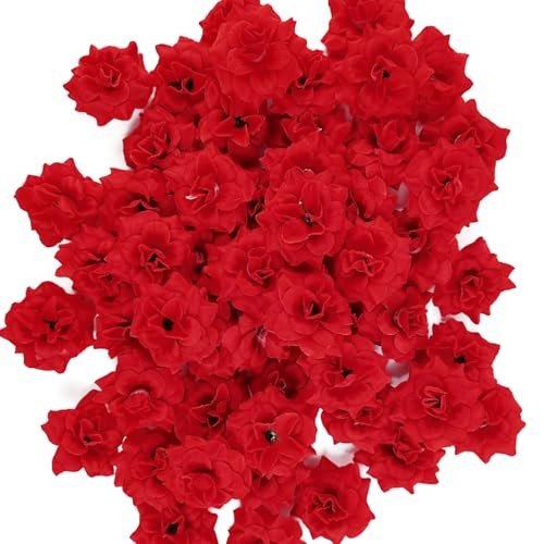 RONYOUNG 55PCS Red Roses Buds Artificial Flowers Bulk, 1.2" Small Silk Fake gallery