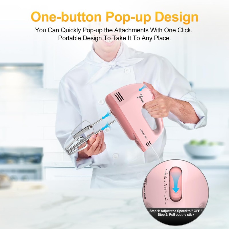 LILPARTNER Hand Mixer Electric, Ultra Power Kitchen Hand Mixer With 7-Speed &... gallery