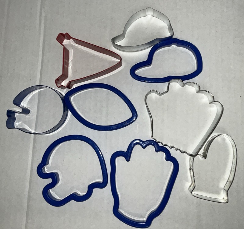 Lot of 9 Sports Football Game Day Cookie Cutters Baseball Gloves Caps