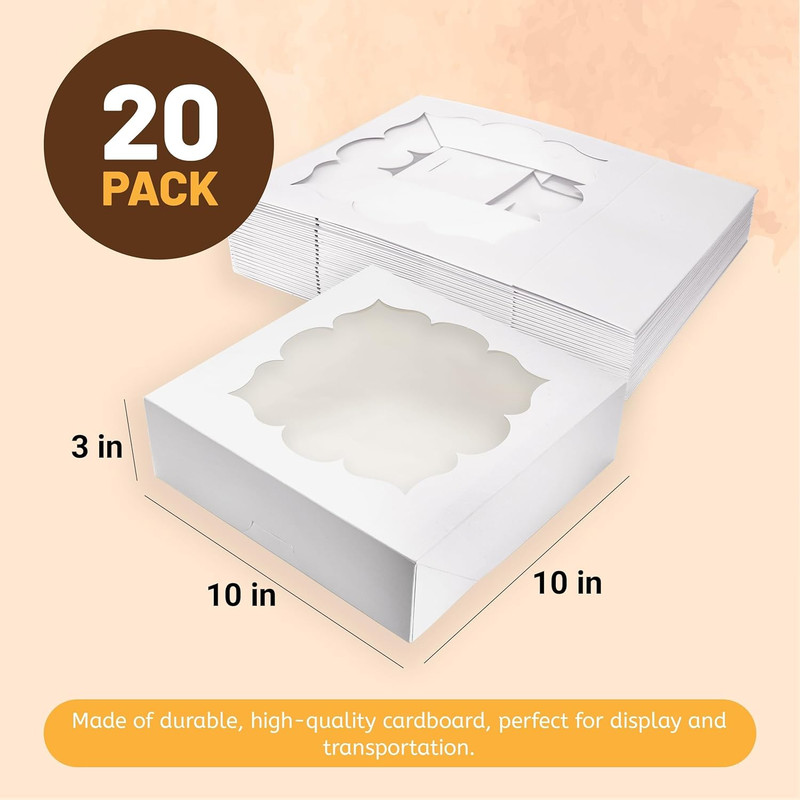 20 Pack Pie Boxes 10x10x3inch Bakery Boxes with Window Dessert Pastry Box for Pi gallery