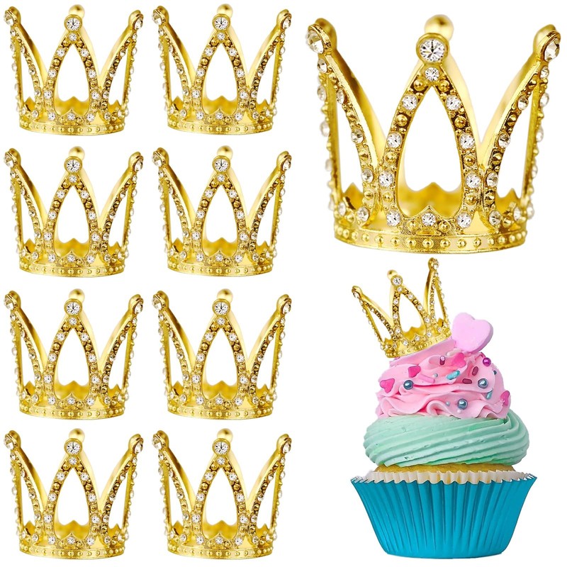 9 Pcs Crown Cake Topper Mini Gold Queen Small Small,