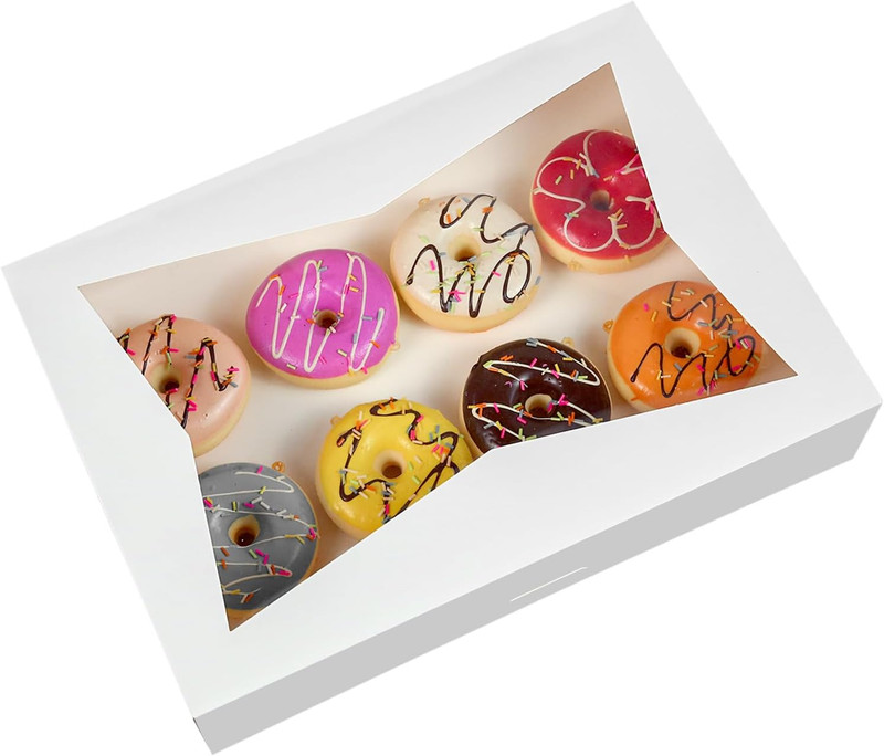 ONE MORE 14 x10 x 3inch White Lock Corner Window Bakery Cookie Boxes, Large Pape