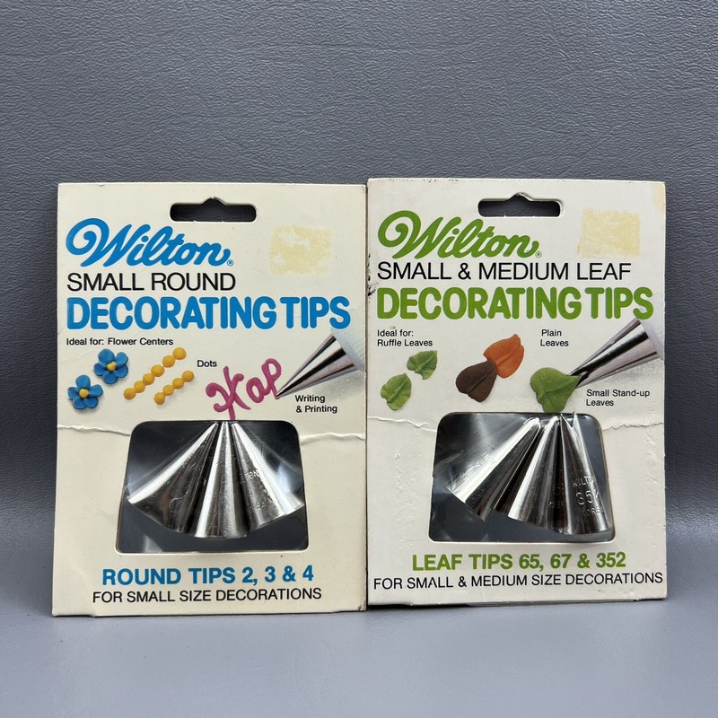 Wilton Decorating Tips Leaf & Round Lot of 2 New Sealed Made In Korea READ