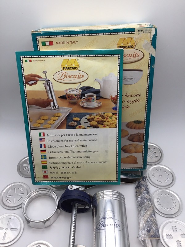 Marcato Biscuits Cookie Press Complete Set of 20 Discs Made in Italy Vintage gallery
