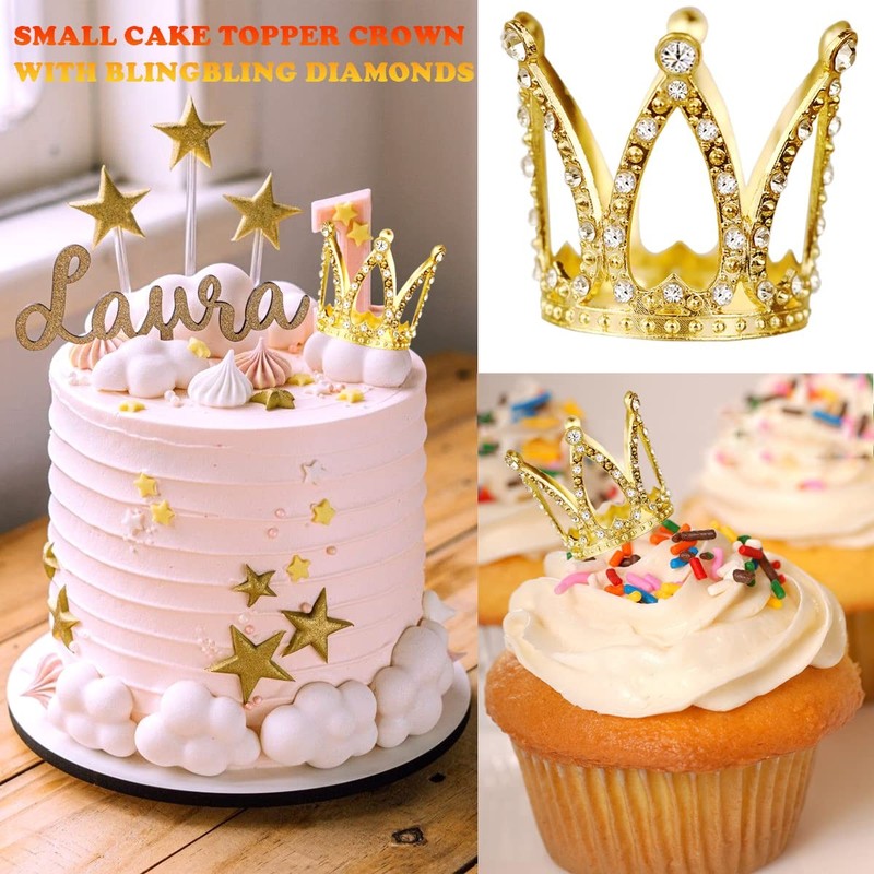 9 Pcs Crown Cake Topper Mini Gold Queen Small Small, gallery