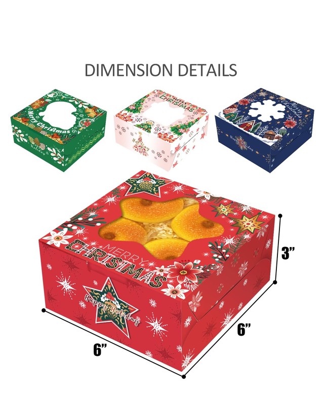 Christmas 60pcs Bakery Boxes with Window 6x6x3 Inches Thick Sturdy Macaroon ... gallery