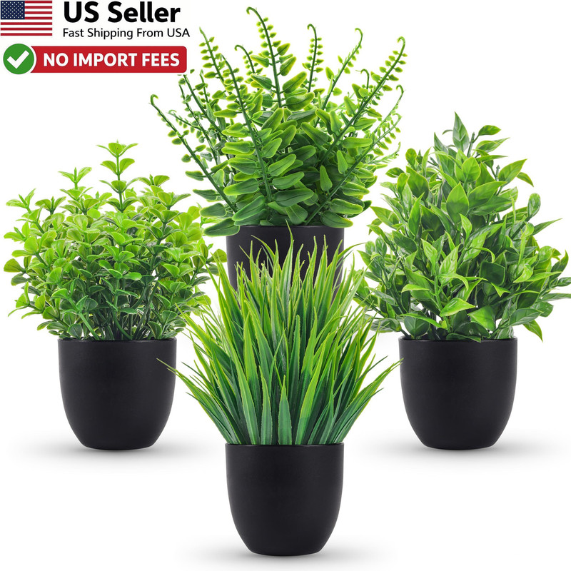 Der Rose 4 Packs Fake Plants Small Artificial Faux Bathroom Decor FROM USA