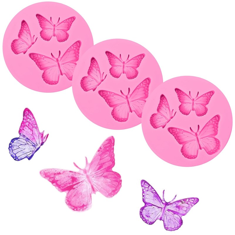 Gjinxi 3Pcs Silicone Butterfly Molds, Mini Butterfly Fondant Mold Clay Craft …