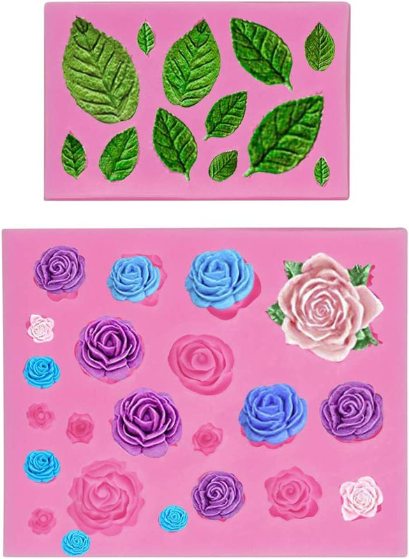 Roses Collection Fondant Mold-Rose Flower and Leaves Shapes Silicone Mold for... gallery