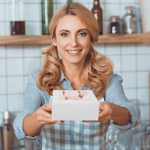 30 Pcs Bakery Boxes with Window 6"x6"x3" Paperboard Treat Boxes White gallery