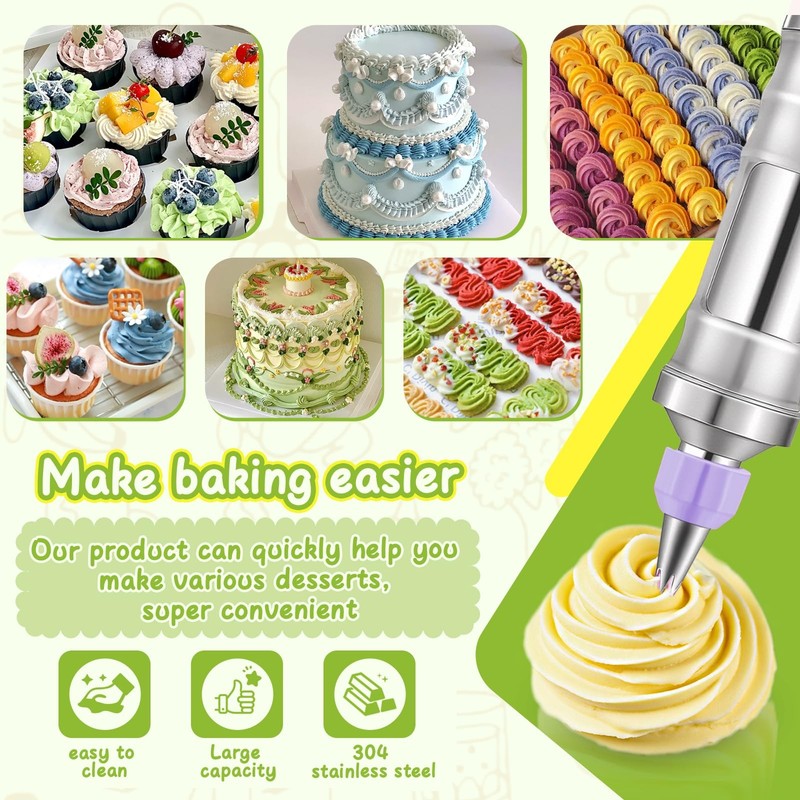 Dessert Decorating Syringe Set, Frosting Piping Kit Stainless Steels Cake Dec... gallery