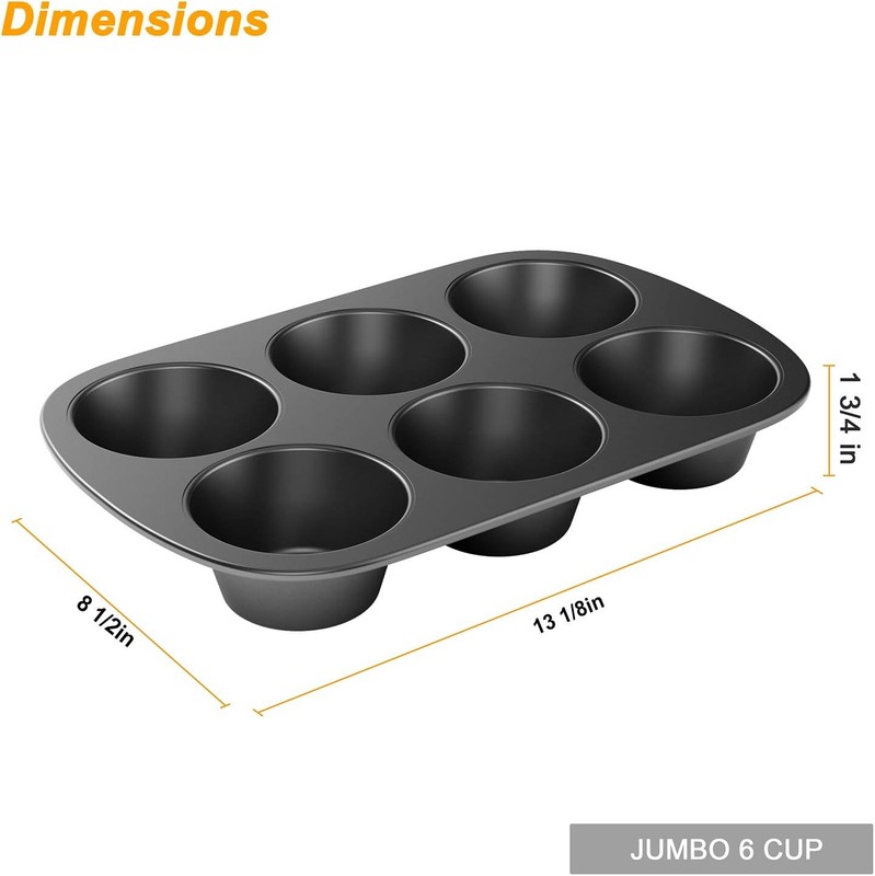 Tiawudi 3 Pack Nonstick Muffin Pan, Carbon Steel Cupcake Jumbo, Black gallery